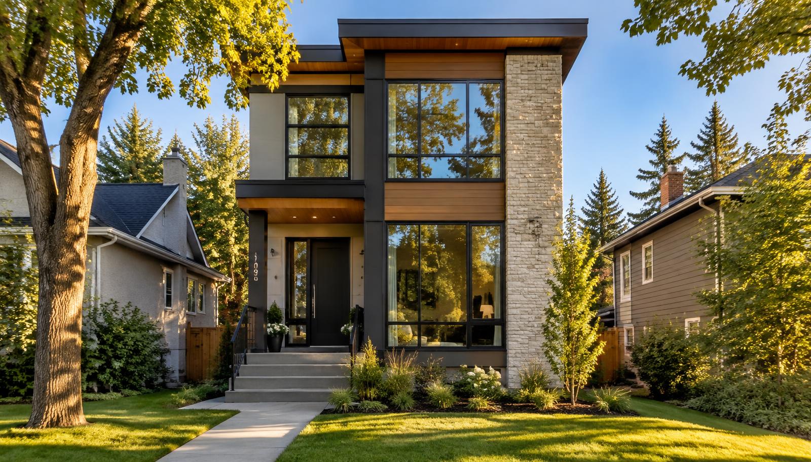Modern two-storey infill home on a mature Edmonton street